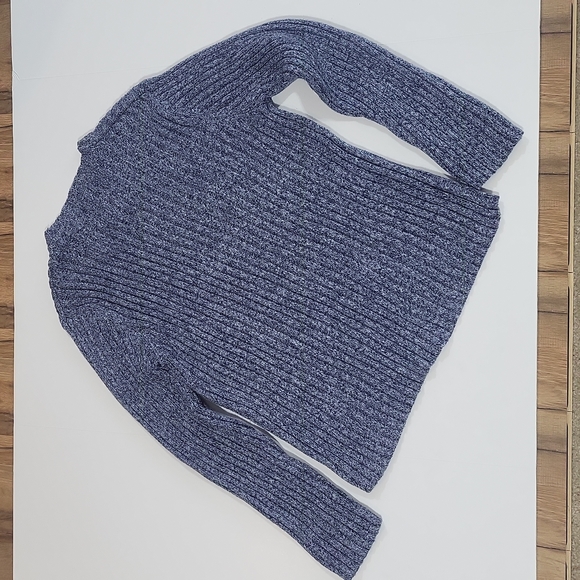 VINTAGE STRUCTURE 100% Cotton 2 Tone Blue V-Neck Sweater - Picture 6 of 7